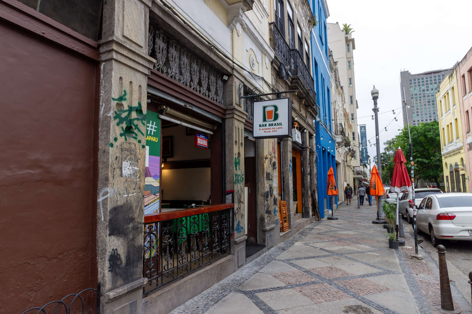 The facade of Bar Brasil on Avenida Mem de Sá in Lapa