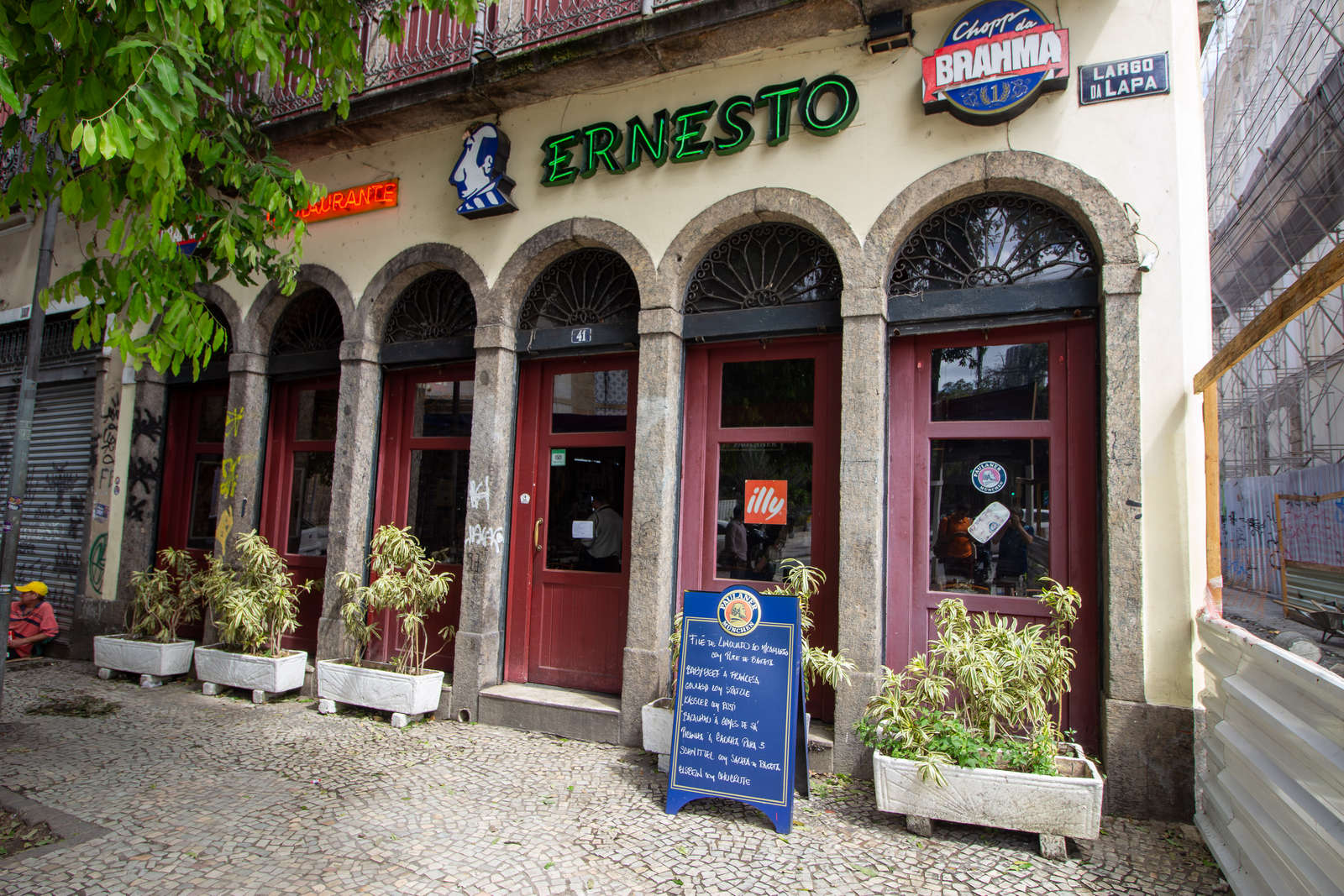 The facade of Bar Ernesto near the square in Lapa, Rio de Janeiro