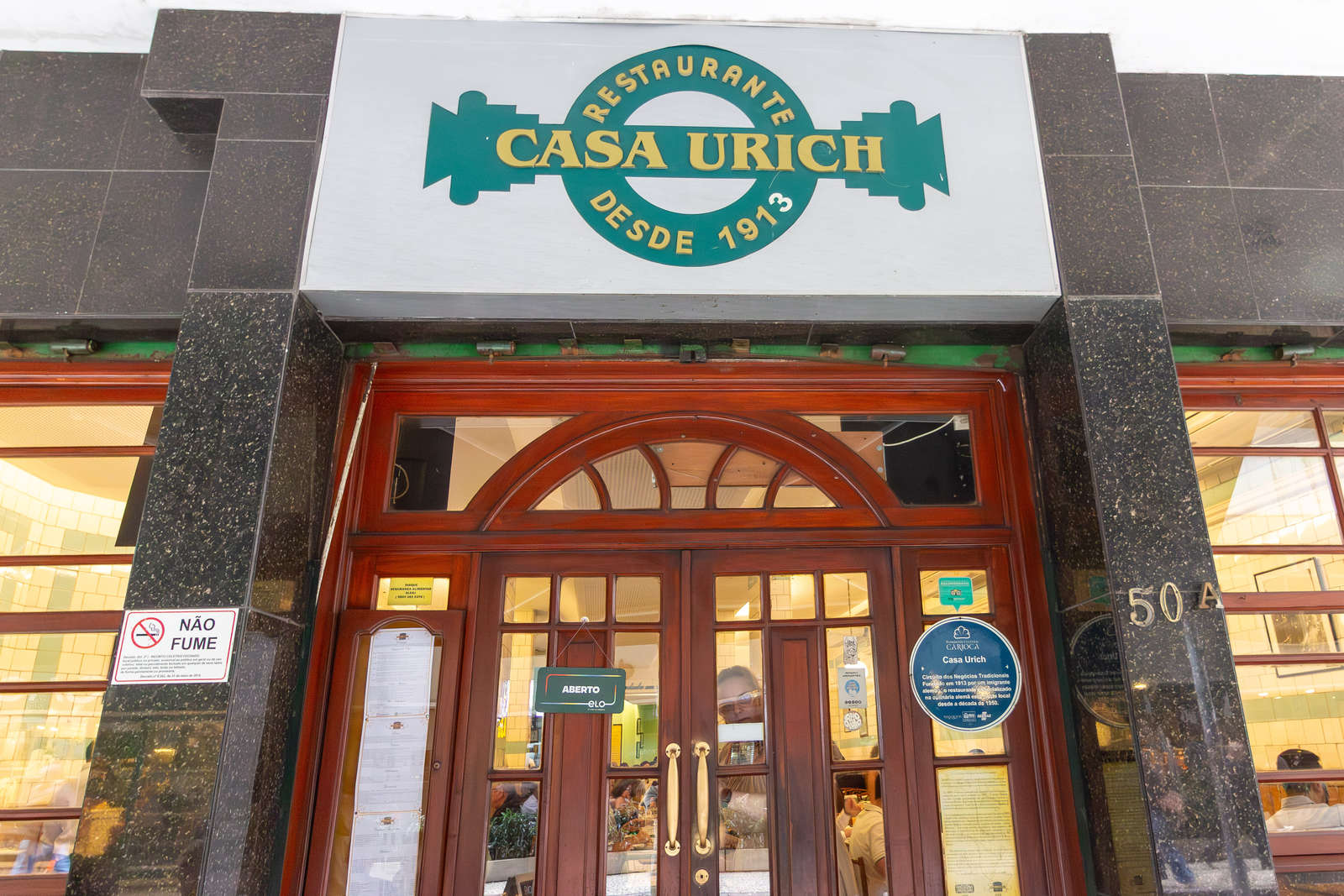 The main entrance to Casa Urich at Rua São José, 50A, in central Rio