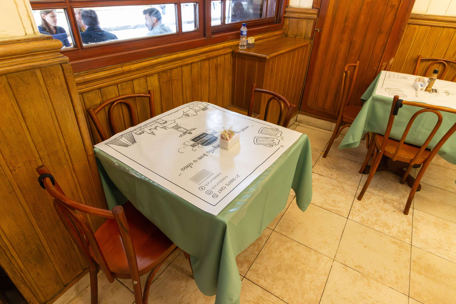 Tables and wooden fittings in the Casa Urich dining room
