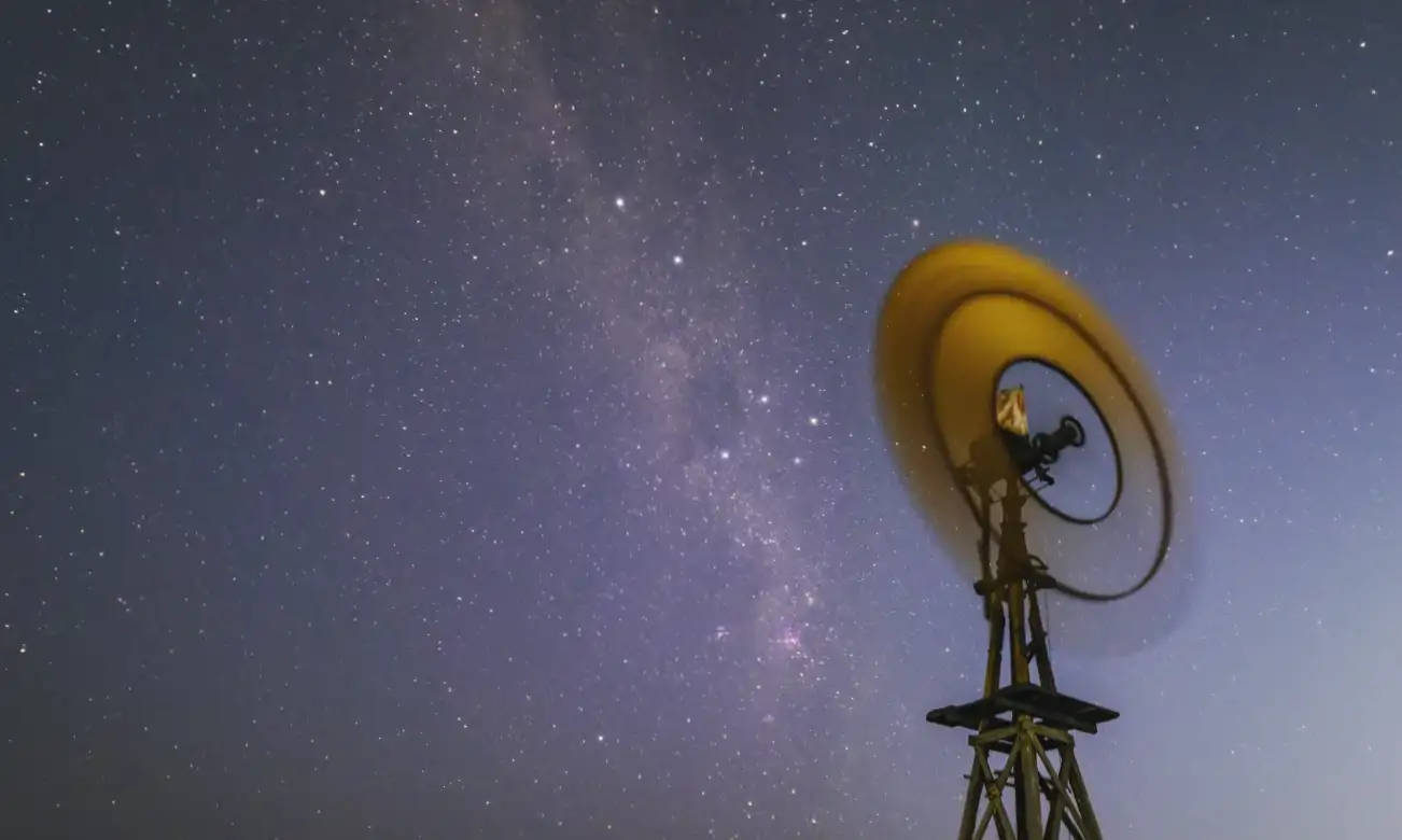 Windmill beneath the Milky Way