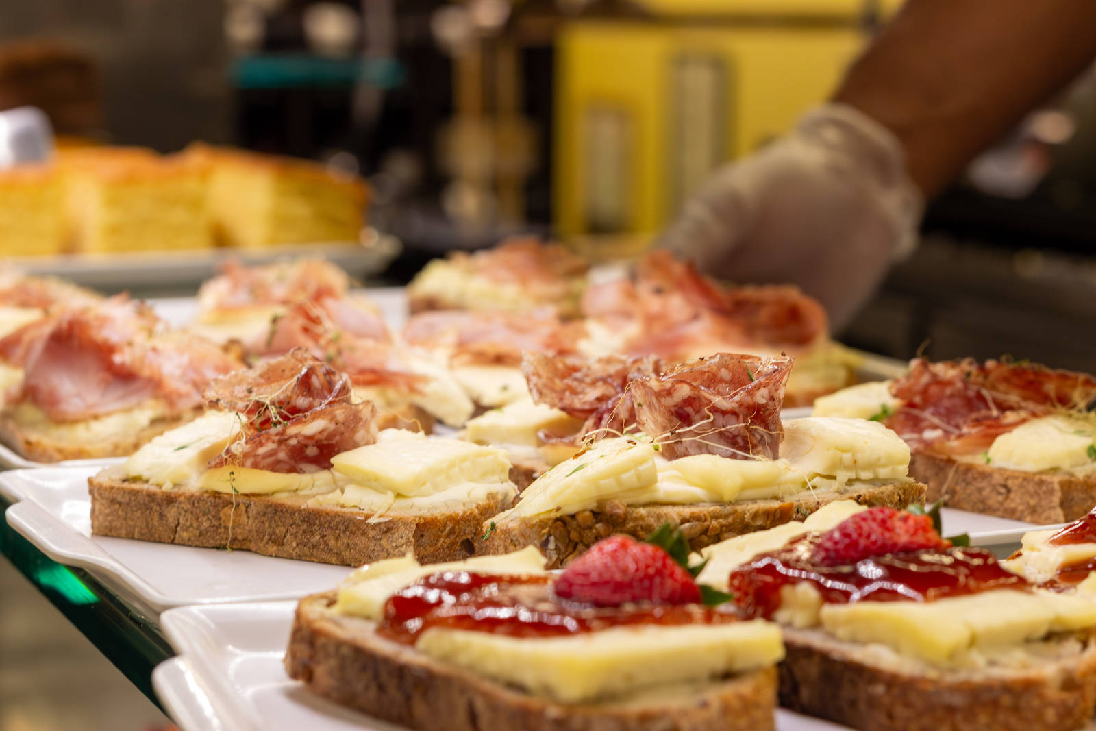 Appetizers displayed at the Zona Sul prepared-food counter