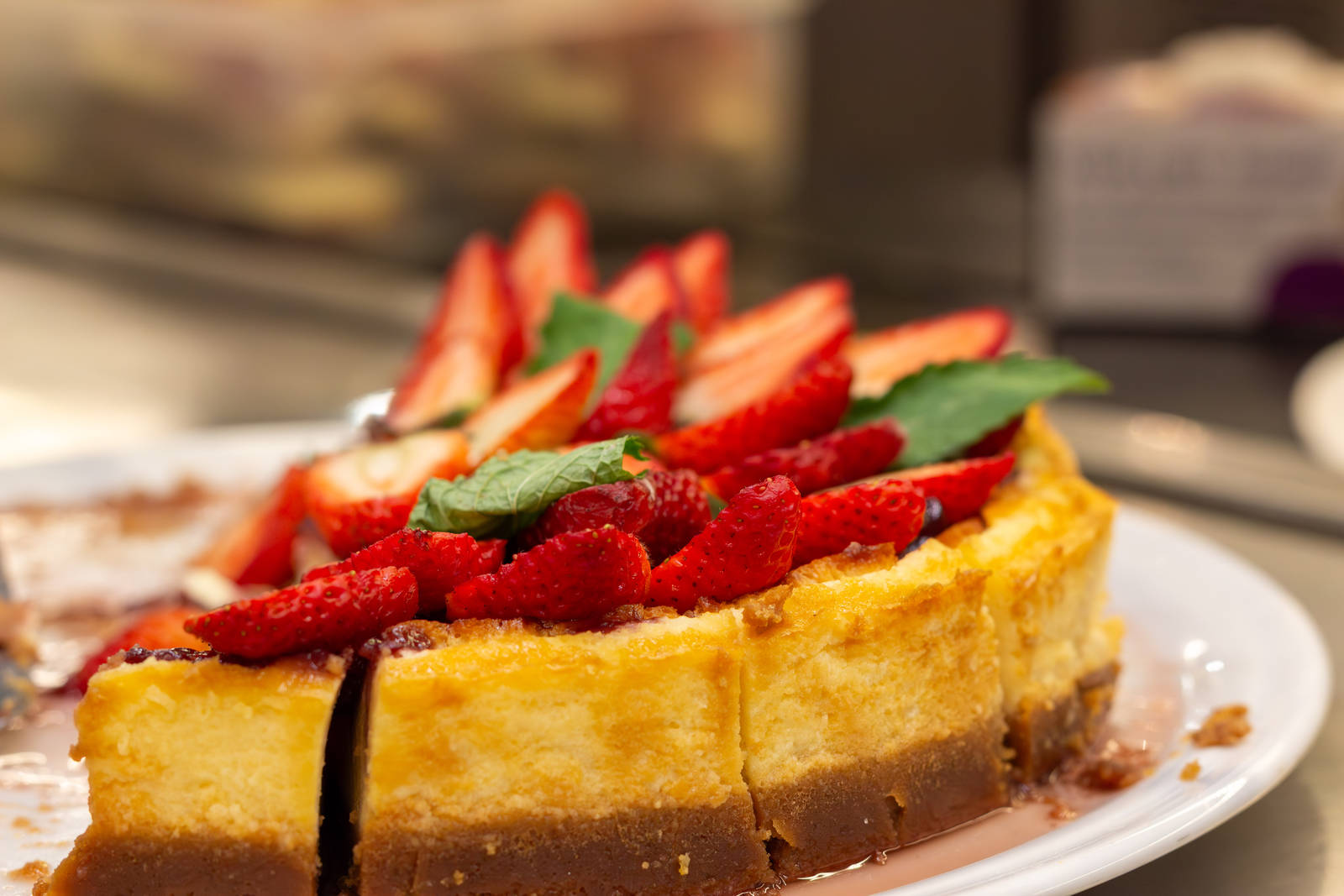 A strawberry dessert displayed at the Zona Sul prepared-food counter
