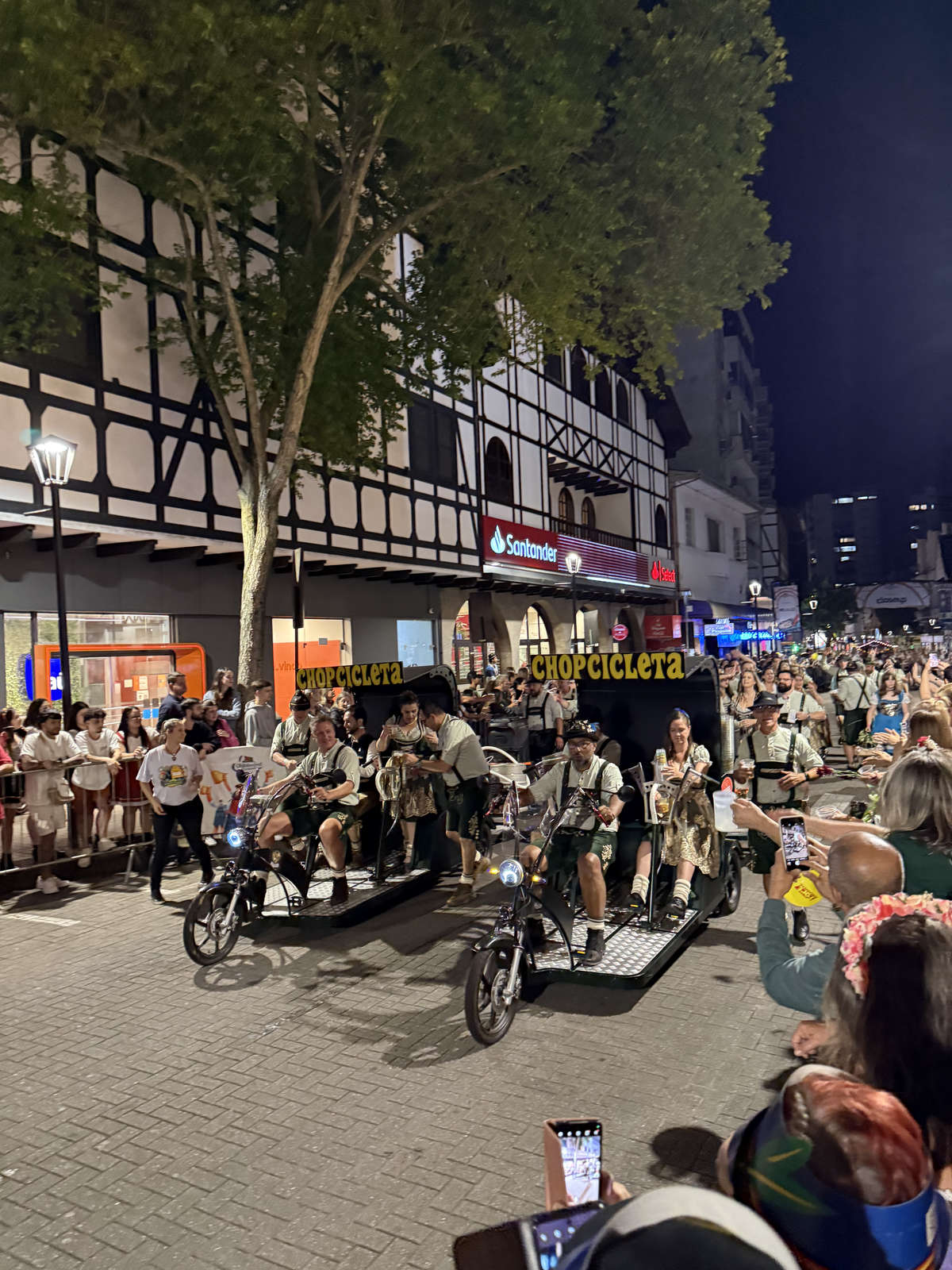 Festive Chopcicleta bicycles in the Oktoberfest Blumenau parade