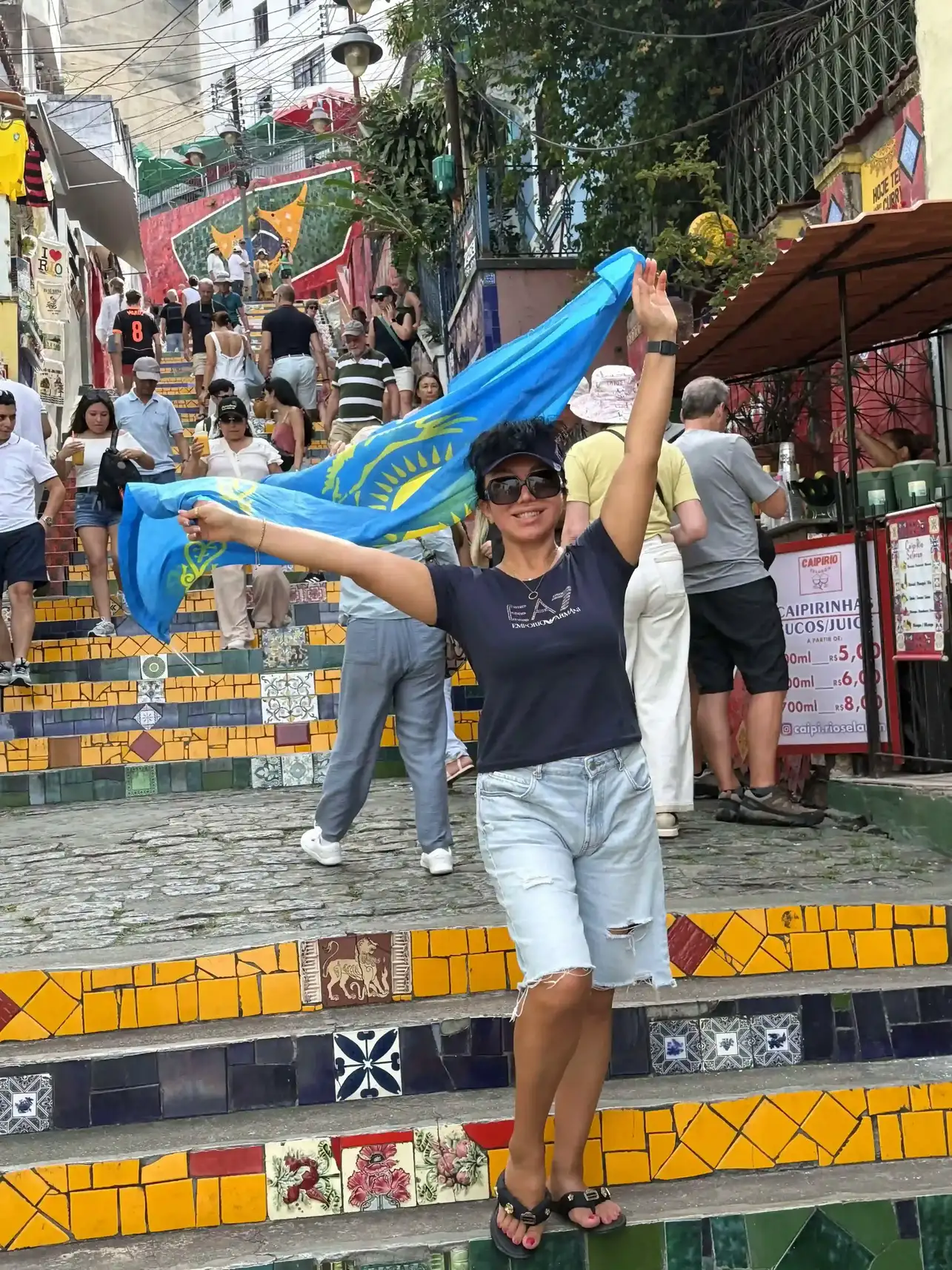Visitors on the colorful Selaron Steps